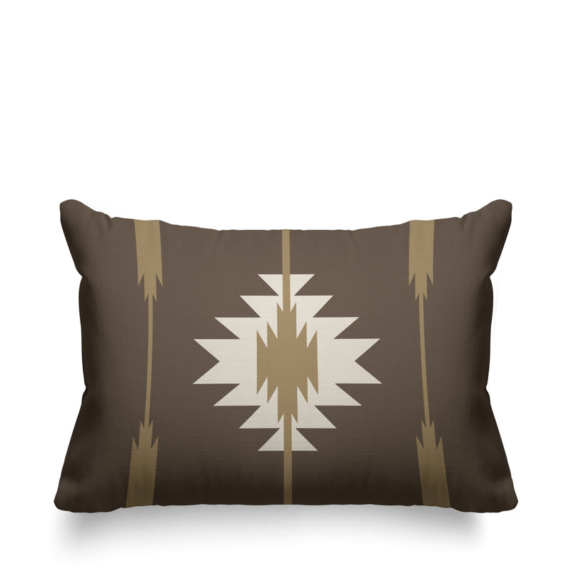 Coussin décoratif intérieur / extérieur Jolon Southwestern, 14 po x 20 po, Beige, Rectangulaire