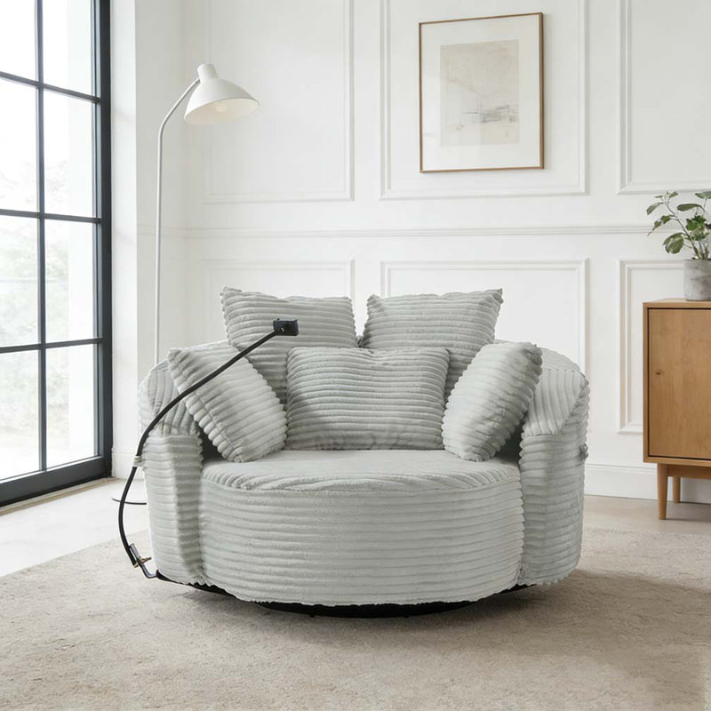 Fauteuil demi-tonneau pivotant à 360 °, Gris clair