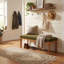 Banc de vestibule moderne avec coussin en tissu, siège de couloir de 53 po pour chaussures, pieds en bois, revêtement vert-1668438445-1668438433