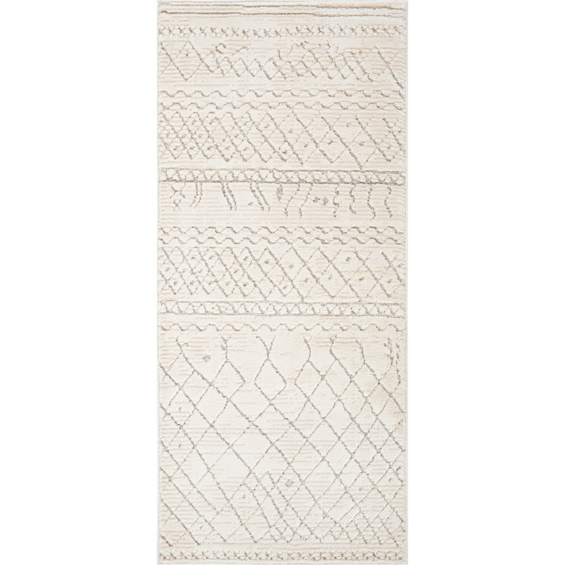 2' X 5' Grey and Beige Abstract Distressed Area Rug