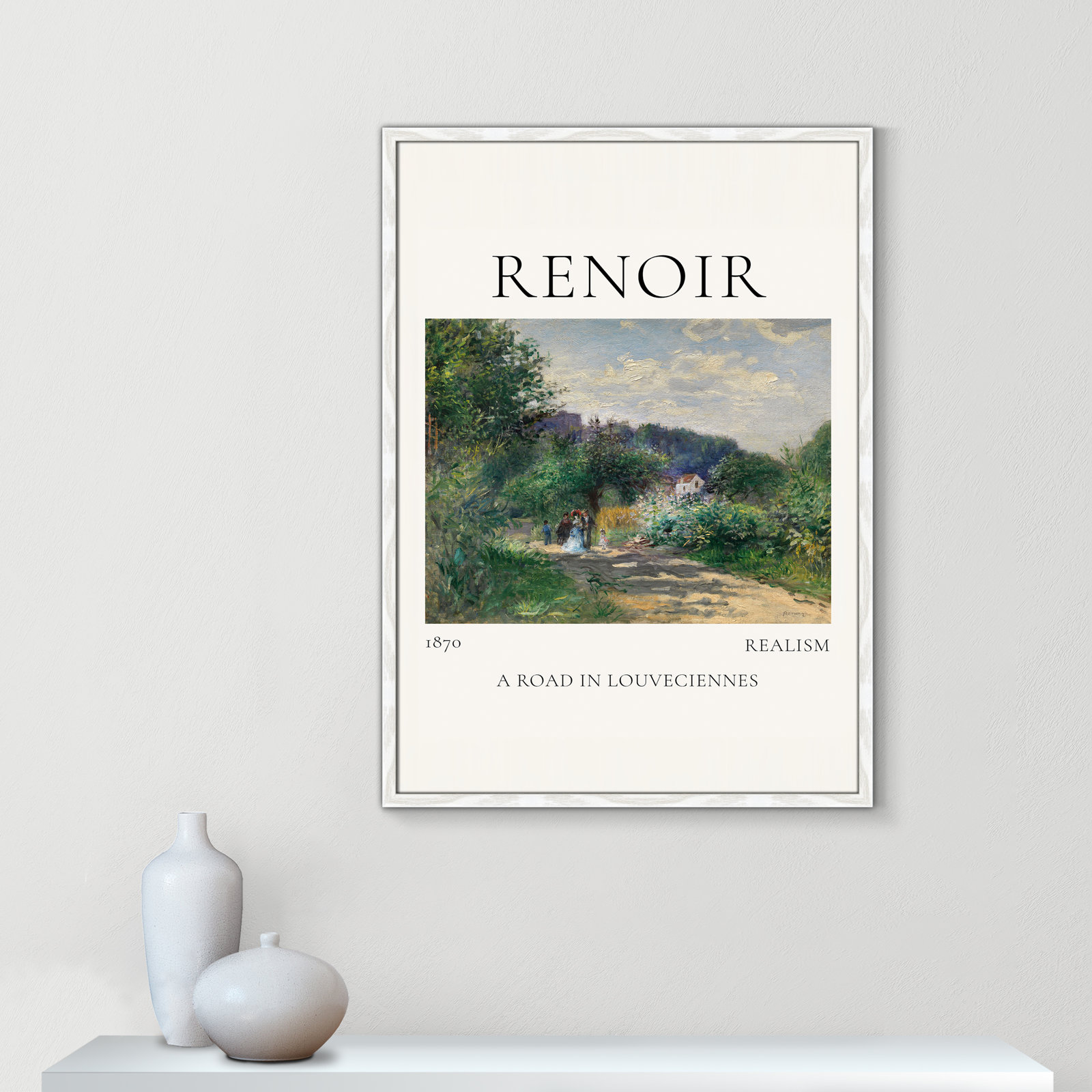 Rocchetto "A Road in Louveciennes" Print, White Single Picture Frame, No, 35.5" H x 25.5" W x 0.75" D