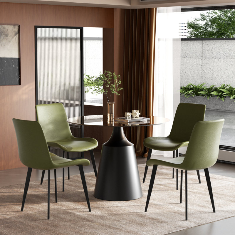 Ensemble de table de salle à manger moderne à piédestal pour 2 ou 4 personnes, 5 pièces: table, 4 chaises, Vert, Noir