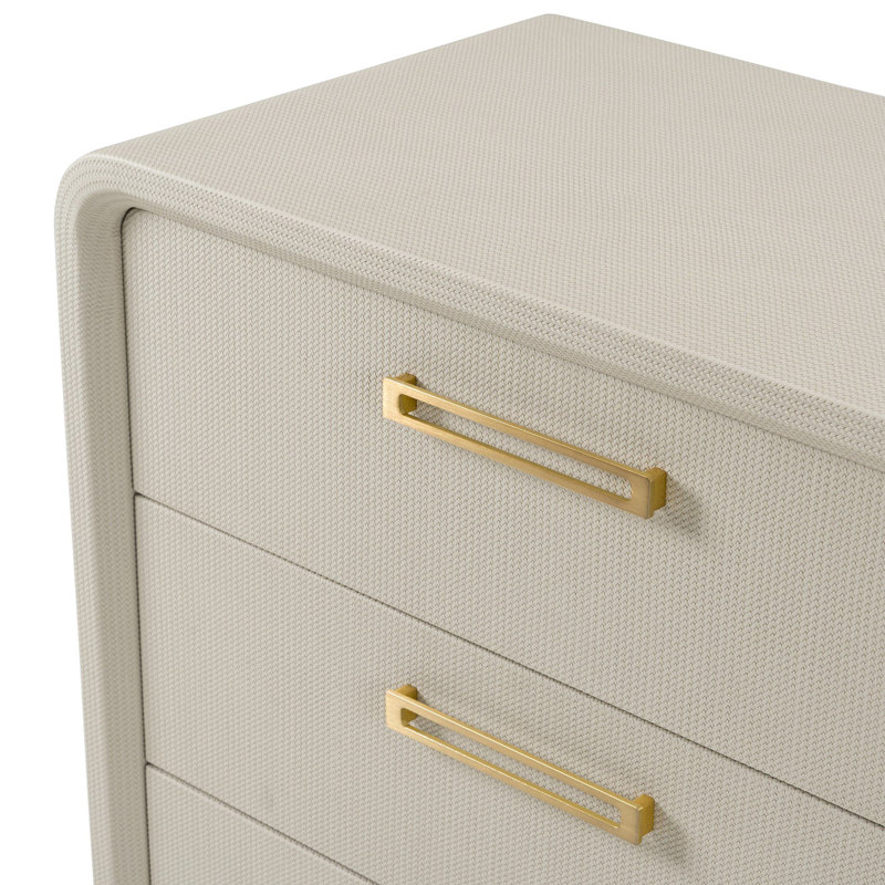 Ensemble de chambre à coucher Deandrea - Velours beige moderne + similicuir, Très grand lit