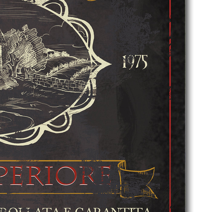 « wine cellars v », affiche rétro sur toile tendue, H 24 po x l 24 po