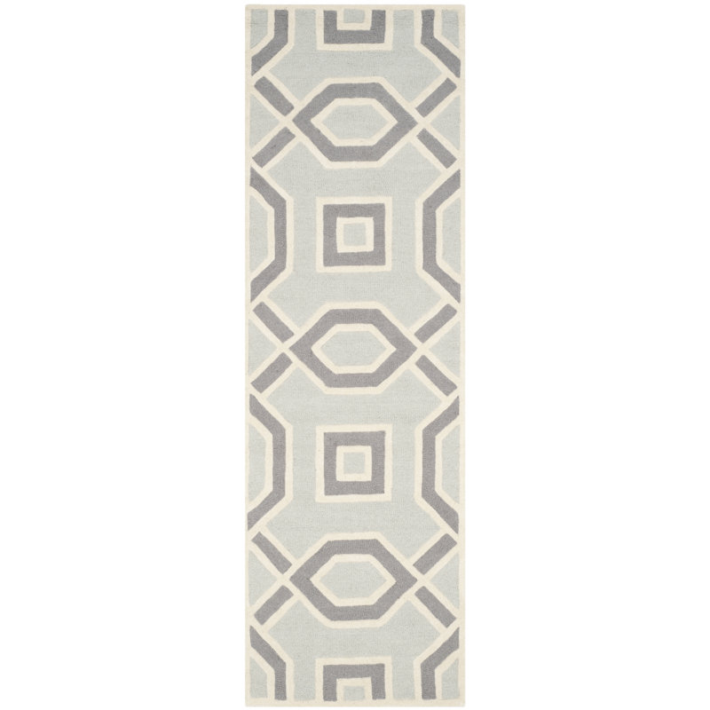 Deedgra Hand Tufted Wool Geometric Rug, Runner 2'6" x 8'