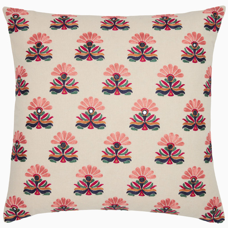 Simar Decorative Pillow, Red/Green Floral