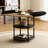 47.3-inch Diameter Dining Table With Double Storage Compartments - Wood And Black Fan-shaped Detail For Home Chic Spacious & Panels Stylish Decor