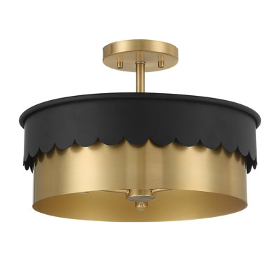 Plafonnier 3 lumières Dulcia en noir mat et laiton naturel