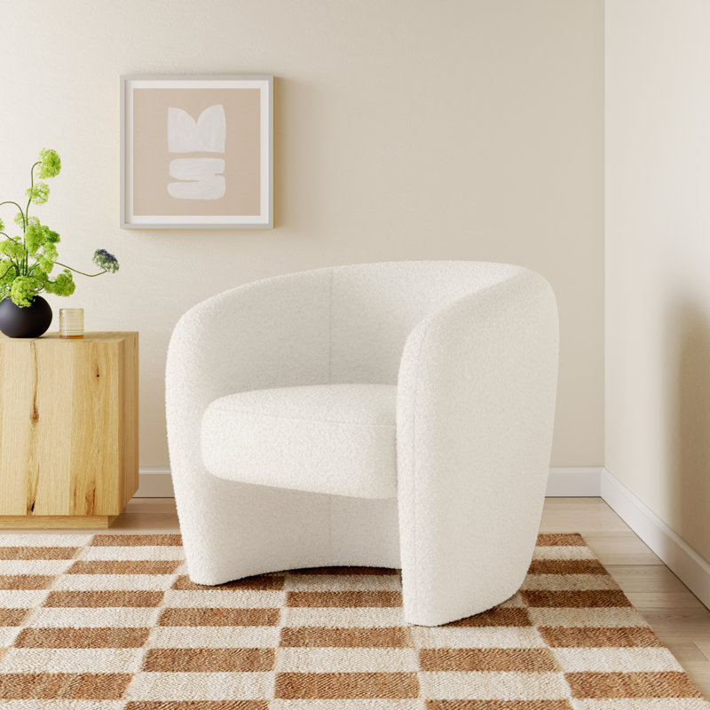 Solace Upholstered Barrel Chair, Ivory