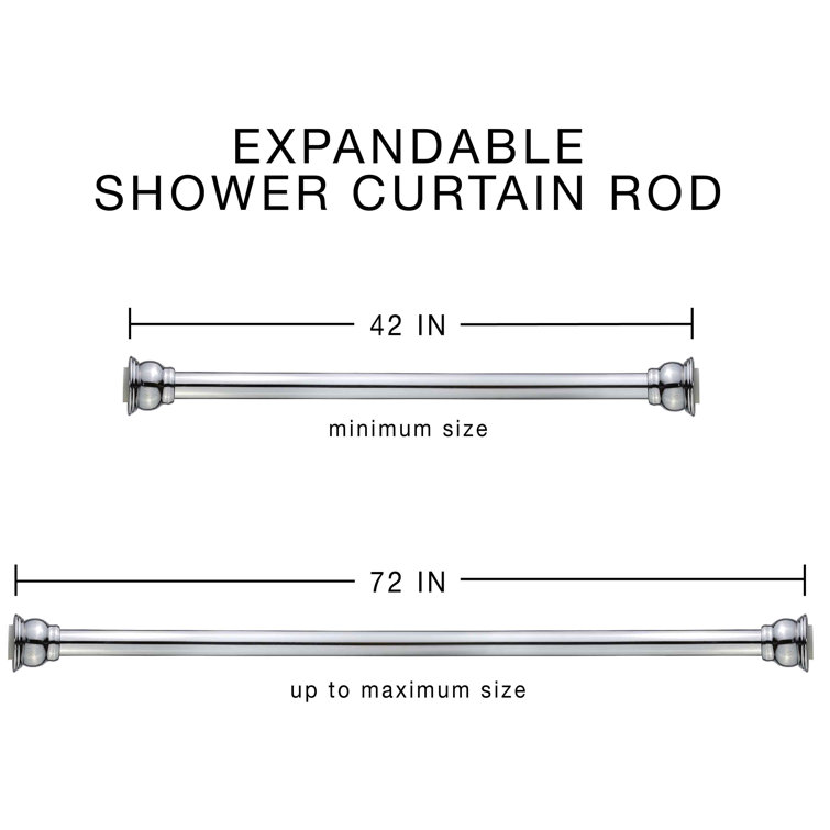 Indecor Home 2.5'' Straight Tension Shower Curtain Rod & Hook Set