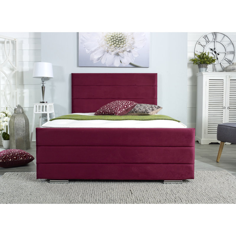 Aderholt Upholstered Bed Frame, Maroon, Super King (6')