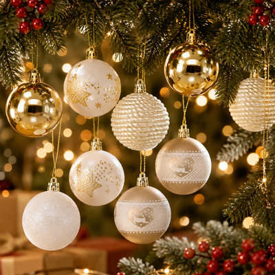 40PCS Plastic Christmas Ball Set 2.4in Multicolor Xmas Tree Ornament Ball Home Decor
