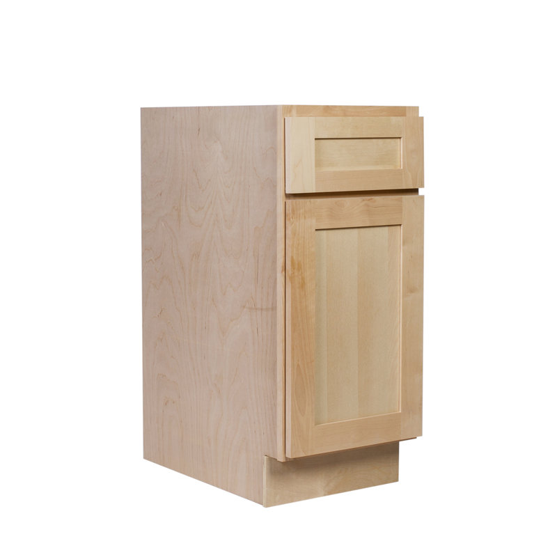 Unfinished Ready To Assemble Solid Wood Shaker Kitchen Base Cabinet — 18″ W × 34.5″ H × 24″ D — B18, 18"