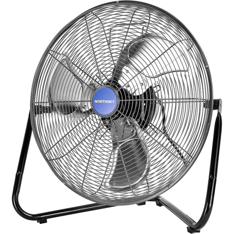 Ventilateur de sol de 18 po, ventilateur industriel de 3200 pi³ / min, 3 vitesses, grille de sécurité en acier durable, 1/8 hp, frappé à 360 °, pour fabrication, construction, entreposage avec certification de sécurité UL