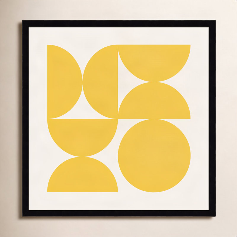 «Bold Vintage Geometric Sunshine Yellow» par The Creative Bunch Studio, reproduction d'art encadrée, Noir, H 25 po x l 25 po