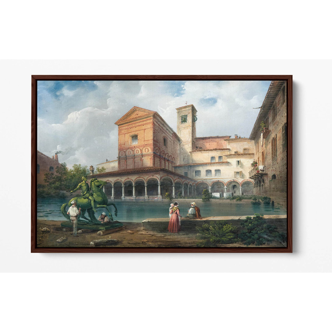 Carlo Bossoli - Milan, Church Of Santa Maria Alla Fontana Canvas Floater Frame Print Picture Art - Light Oak Frame