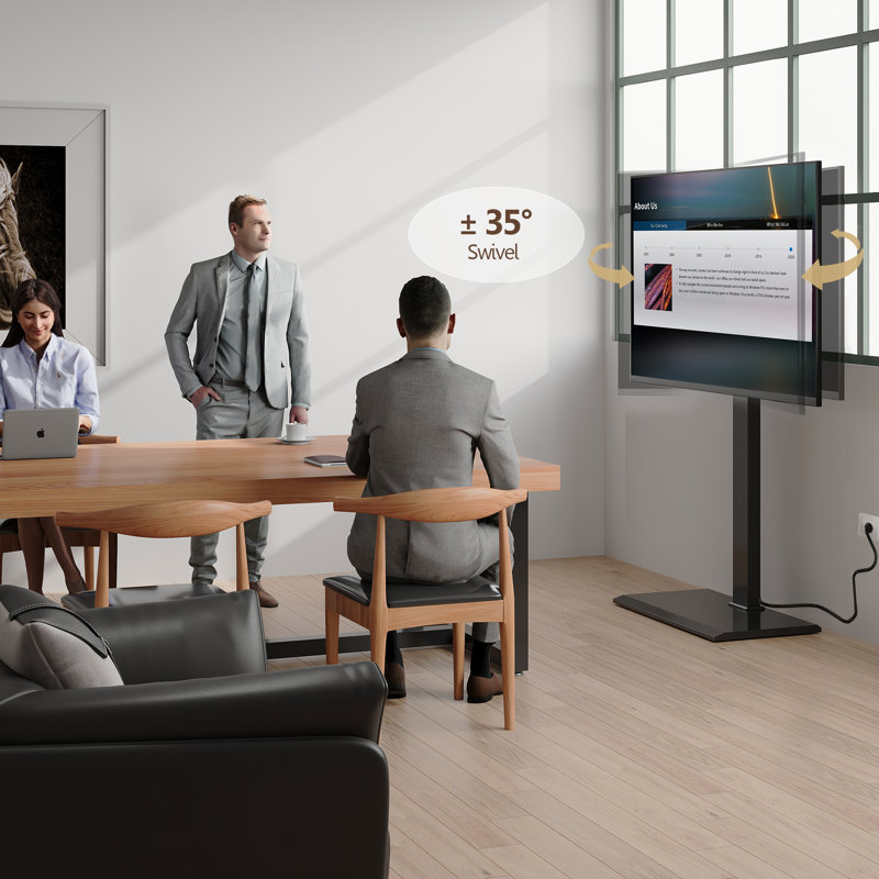 FITUEYES Modern Swivel Floor TV Stand With Power Outlet For TVs up to 85 Inch,TV Mount with Height Adjustable with Iron Base,Black