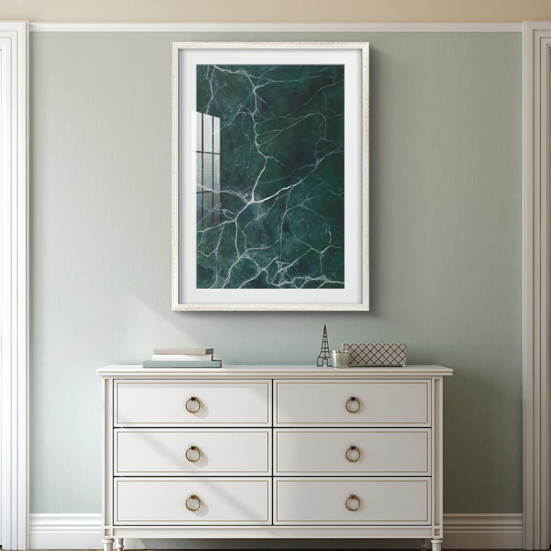Jade Marble II -Framed Print, 28.5" H x 20.5" W, White