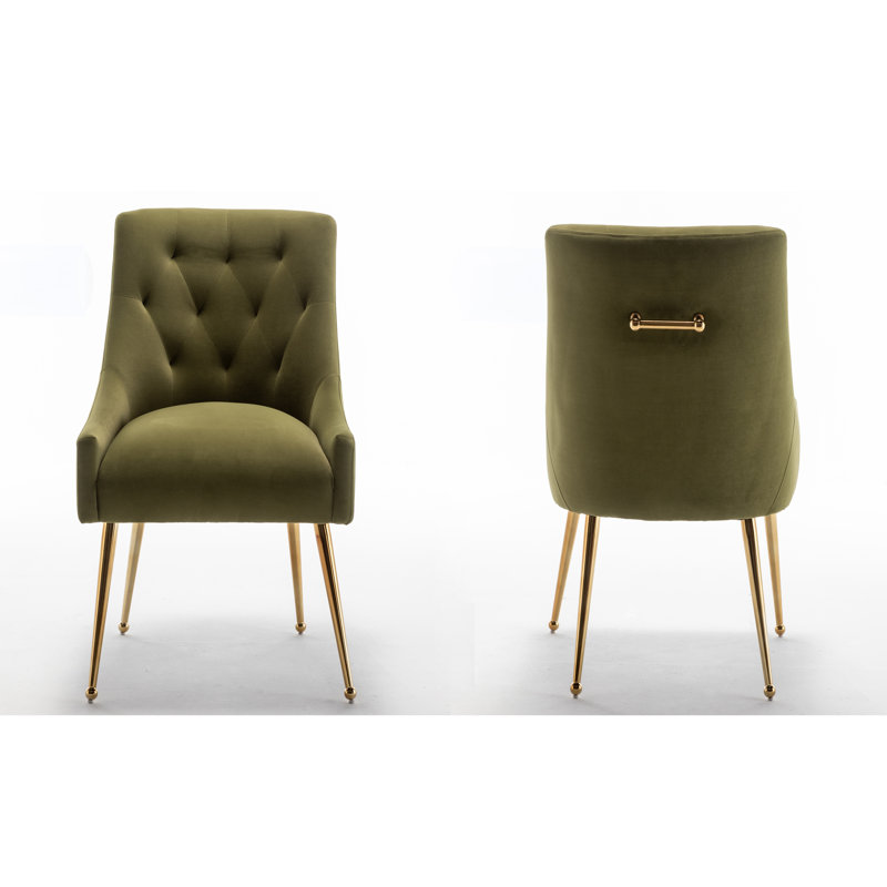 Chaise d'appoint en velours beige Baudel, Vert