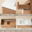 Meuble-lavabo mural 30 po avec lavabo simple en céramique, façade à lattes moderne, finition en bois naturel, tiroirs à fermeture en douceur pour la salle de bain