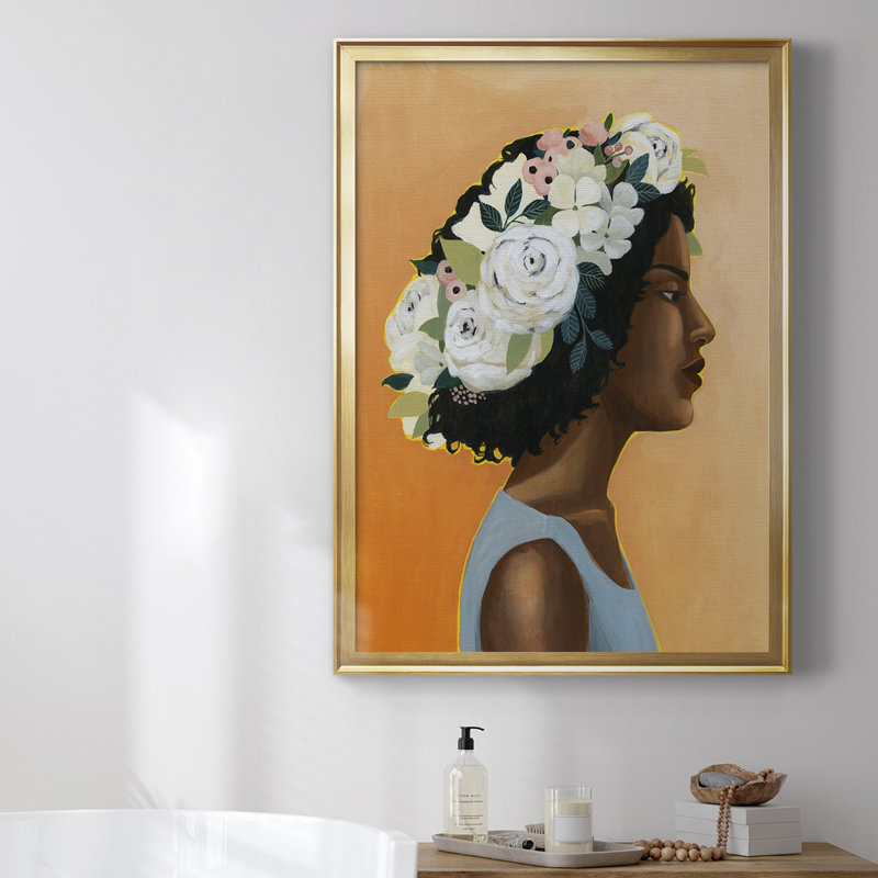 Toile encadrée de qualité supérieure Modern Laurel I - prête à être accrochée, Or , H 42,5 po x l 30,5 po x P 1 po