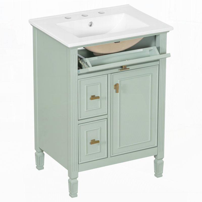 Meuble-lavabo de 24 po avec lavabo, Vert