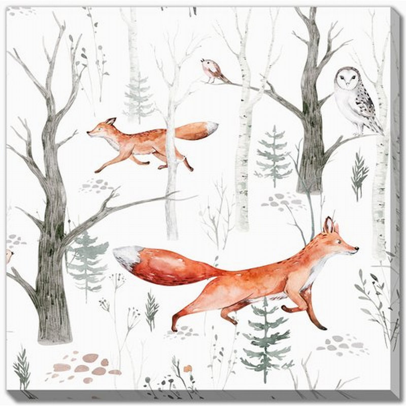 "Woods Fox", art mural sur toile, H 38 po x l 38 po