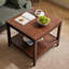 Table de bout en bois massif, table d'appoint carrée à 2 niveaux avec tablette de rangement, table de chevet en bois pour le salon, petite table basse-134886715