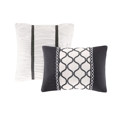 Édredon double / grand très doux à motif floral noir et blanc, 2 taies décoratives, coussins décoratifs, facile à entretenir en microfibre, coussins décoratifs