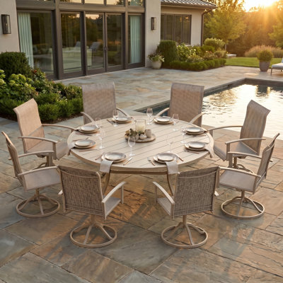 8-Person Patio Dining Set With Swivel Chairs