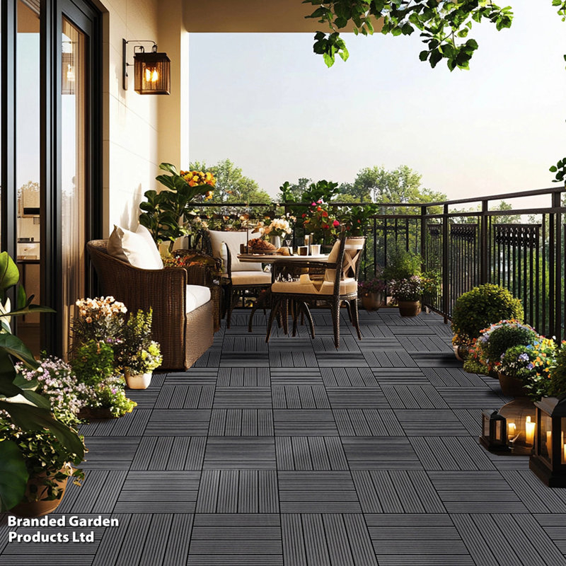 WPC Decking Tile Pack of 30, Dark Grey