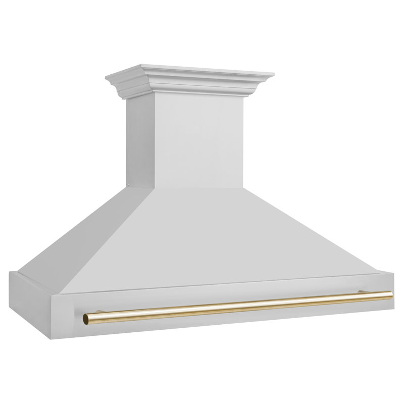 ZLINE 48" Autograph Edition Stainless Steel Range Hood with Stainless Steel Shell and Accent Handle, Gold