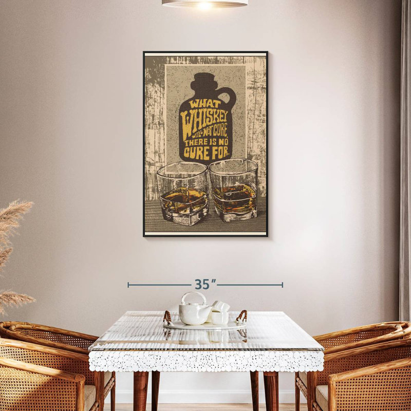 Whisky Is The Cure, 25 po x 37 po, Cadre flottant noir