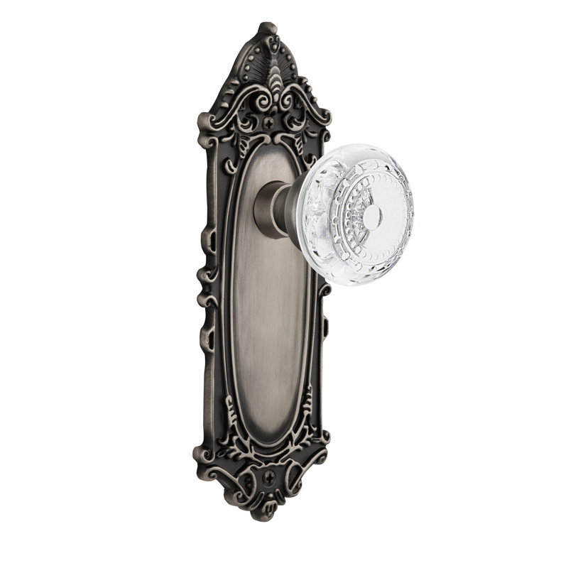 Victorian Plate with Crystal Meadows Knob, Antique Pewter, 2-3/8”