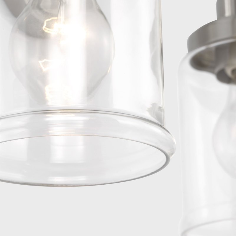 Amiliano Bathroom Bedroom Wall Fixture With Clear Shade, 10.5" H x 14" W x 6.75" D, Brushed Nickel, 2 Lights