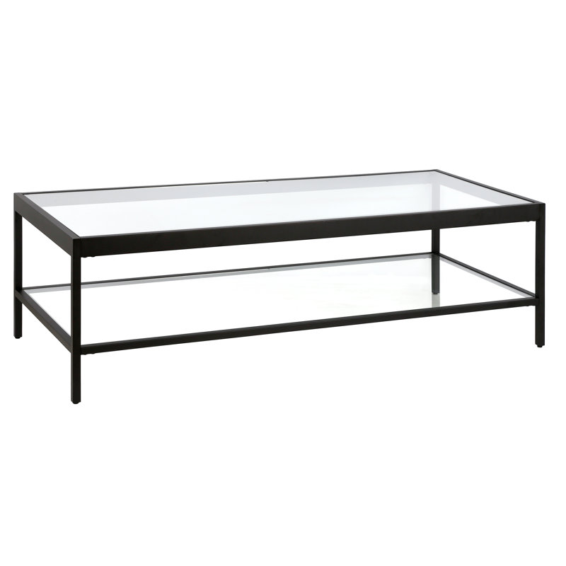 Alexis Four Leg Coffee Table with Storage, Black, 43.2H x 137.16L x 60.96W