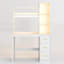 Computer Desk with Power Outlet and Tri-Color Light, Home Desk with Shelves and Drawer-1709608031