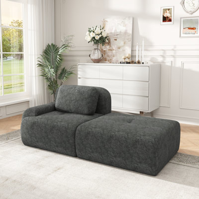 Modern Open‑Design Compression Cloud Sofa, Chenille Fabric