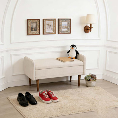 Tabouret de rangement en velours Teddy