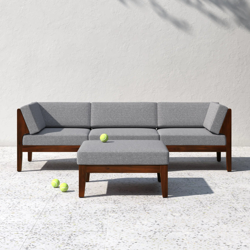 Deloris Acacia 4 - Person Patio Conversation Set with Cushions, Walnut