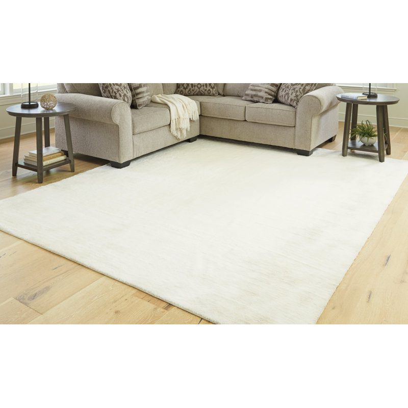 Ivory 8' x 10' Washable Shag Cotton Synthetic Rug