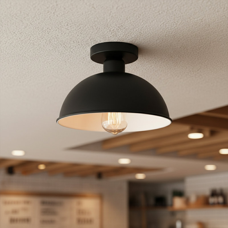 Semi Flush Mount, Black inner white