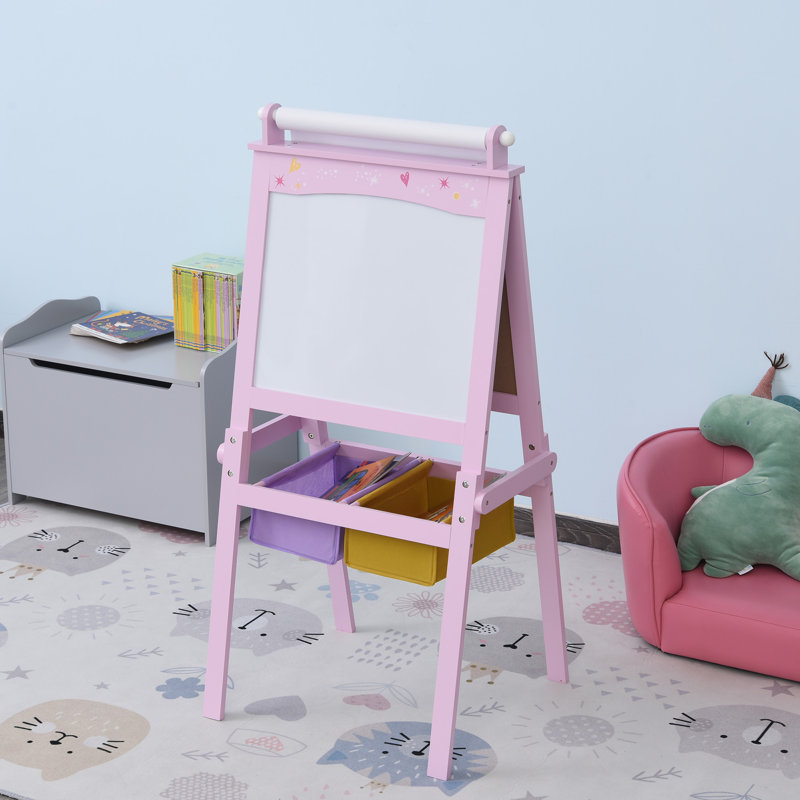 Billie Art Easel for Kids 3 in 1 with Paper Roll for Toddler Girls Pink
