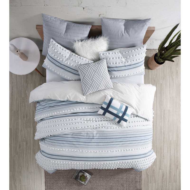 Navy Cotton Down Alternative Reversible King Comforter Set