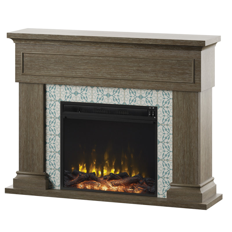 Griffis 47.38'' W Electric Fireplace & Mantel Package with 4600 BTU, Hooper Oak