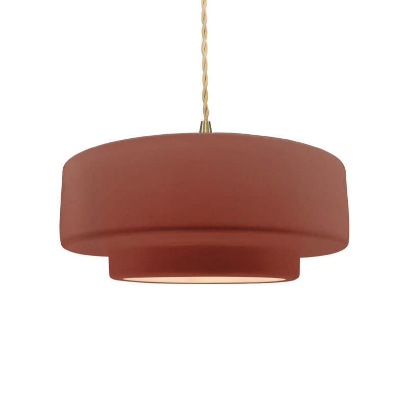 Luminaire suspendu à 1 lumière Meydan, H 5,25 po x l 14,5 po x P 14,5 po, Argile du Canyon, Laiton brossé