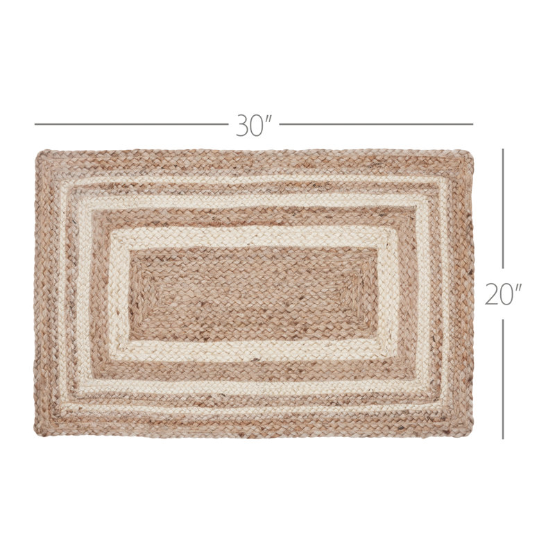 Festive Finds Mulinix Geometric Machine Made Braided Jute/Cotton/Acrylic Area Rug in Natural Cream, Rectangle 1'8" x 2'6"