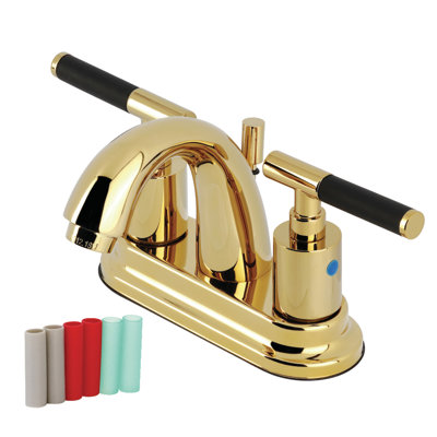 Kingston Brass Kaiser Two-Handle 3-Hole Deck Mount 4" Centerset Bathroom Faucet with Pop-Up Drain