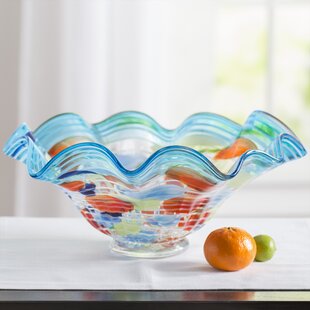 LAV Karen Clear Glass Salad Bowl 64 oz - Large Popcorn Bowl Square Design