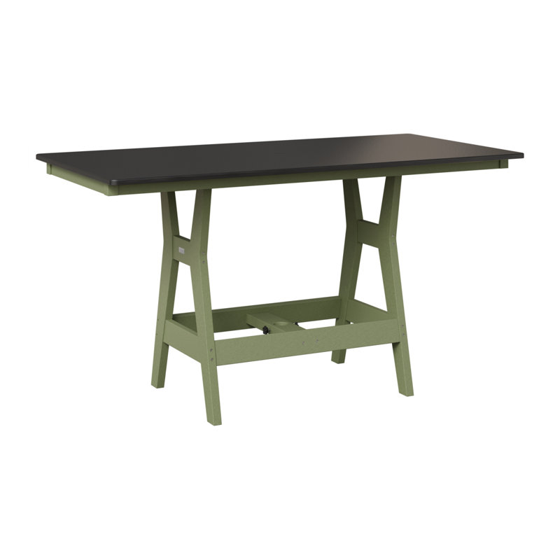 Table de bar rectangulaire 66 po Berlin Gardens Harbor, Noir martelé, H 38,87 po x l 66 po x P 33 po, Sauge